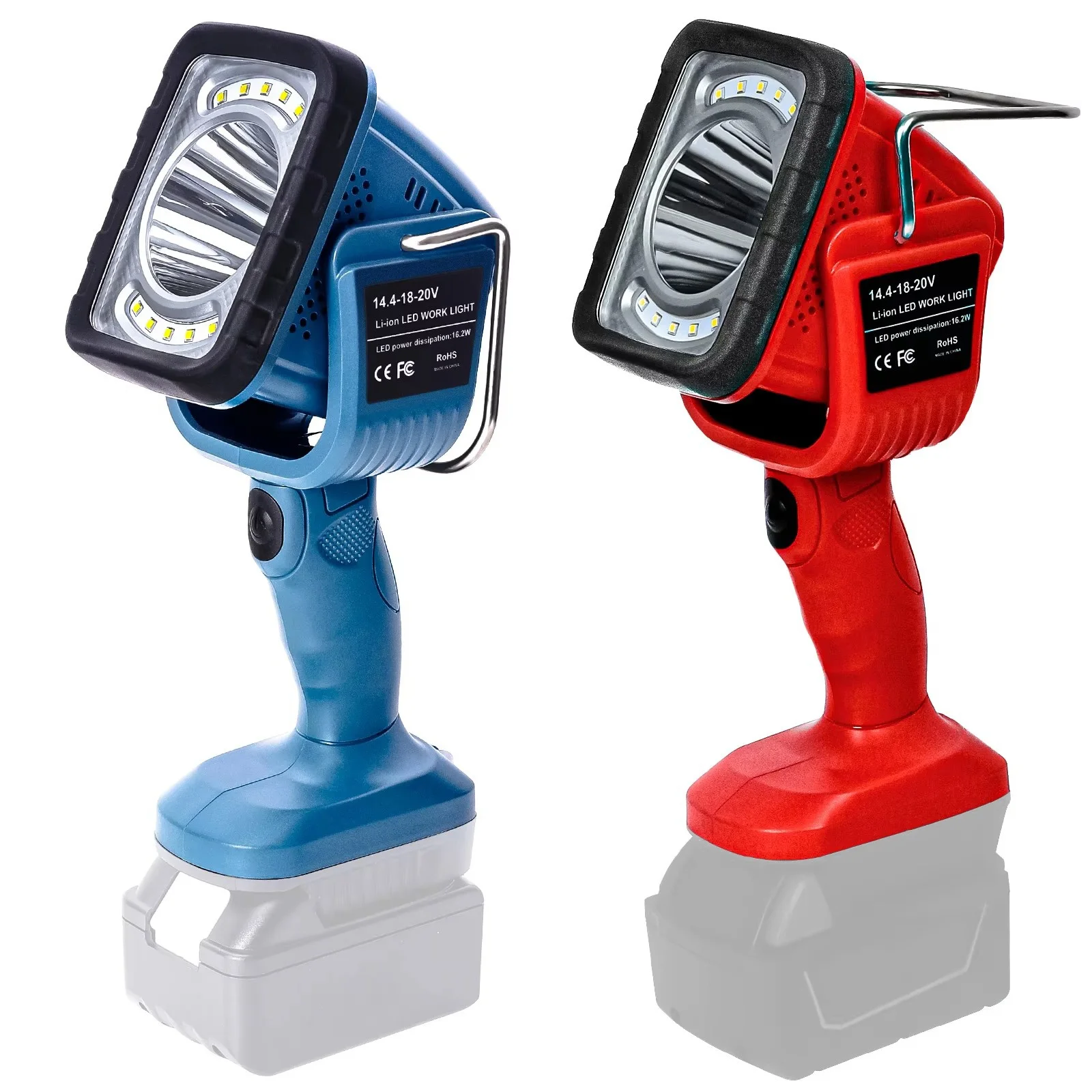16.2W 1250LM Cordless LED Work Light Portable Outdoor Flashlight 110° Pivoting Head for Milwaukee/Makita 14.4-18V Battery Pin
16.2W 1250LM Cordless LED Work Light Portable Outdoor Flashlight 110° Pivoting Head for Milwaukee/Makita 14.4-18V Battery Pin