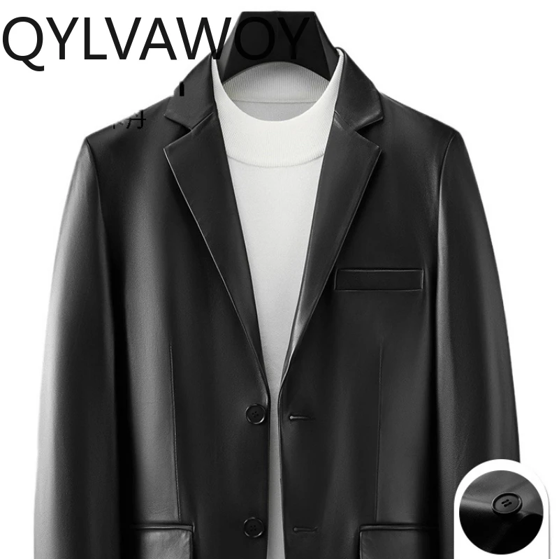 QYLVAWOY 2025 осень-зима из натуральной овчины, мужской кожаный пиджак, повседневный пиджак в костюмном стиле, теплая стильная верхняя одежда LJ2683 
QYLVAWOY 2025 осень-зима из натуральной овчины, мужской кожаный пиджак, повседневный пиджак в костюмном стиле, теплая стильная верхняя одежда LJ2683