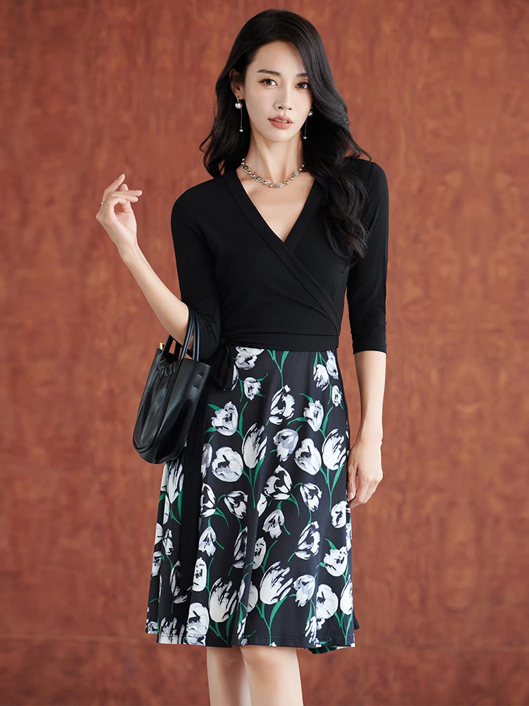 Slimming Bla And White Splice Tulip Wrap Dr ort Sle Women's Summer New Faion V-ne Polyester Dr by INS&URBAN
Slimming Bla And White Splice Tulip Wrap Dr ort Sle Women's Summer New Faion V-ne Polyester Dr by INS&URBAN