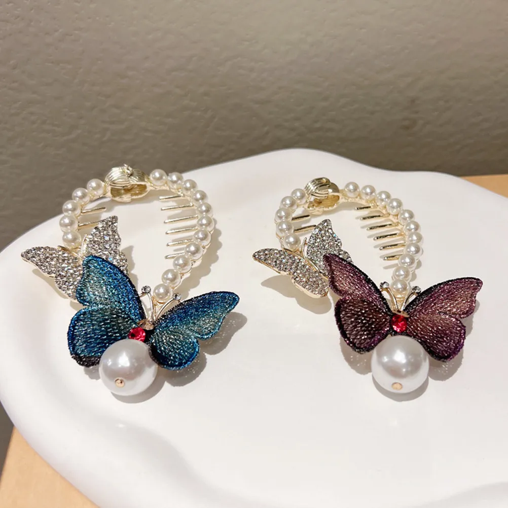 2Pcs Butterflies Pearl Rhinestone Hair Bun Clip Holder Ponytail Cuff for Women Stylish Elegant Hair Accessories Comfortable
2Pcs Butterflies Pearl Rhinestone Hair Bun Clip Holder Ponytail Cuff for Women Stylish Elegant Hair Accessories Comfortable