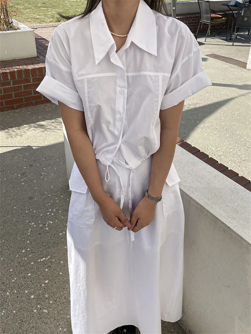 Alien Kitty 2024 Summer Chic Casual Short Sleeve Shirts Women Straight Slim Minimalist Loose Long Skirts Office Lady Suits
Alien Kitty 2024 Summer Chic Casual Short Sleeve Shirts Women Straight Slim Minimalist Loose Long Skirts Office Lady Suits