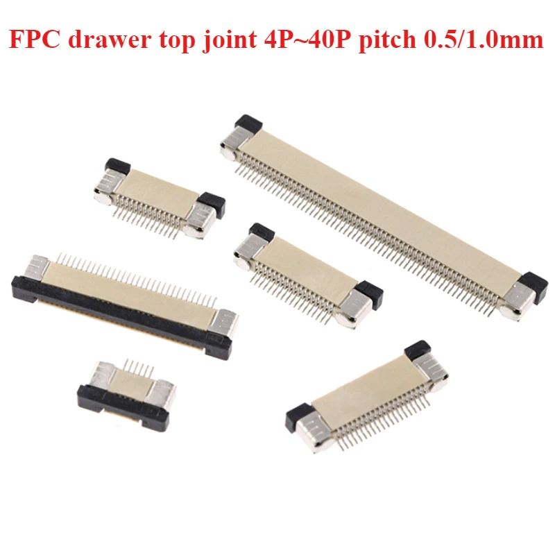FFC FPC connector 0.5/1.0mm 6/8/10/12/14/16/20/24/30/32/40P Pin Flip Type Ribbon Flat Connector Bottom Contact Drawer top joint
FFC FPC connector 0.5/1.0mm 6/8/10/12/14/16/20/24/30/32/40P Pin Flip Type Ribbon Flat Connector Bottom Contact Drawer top joint