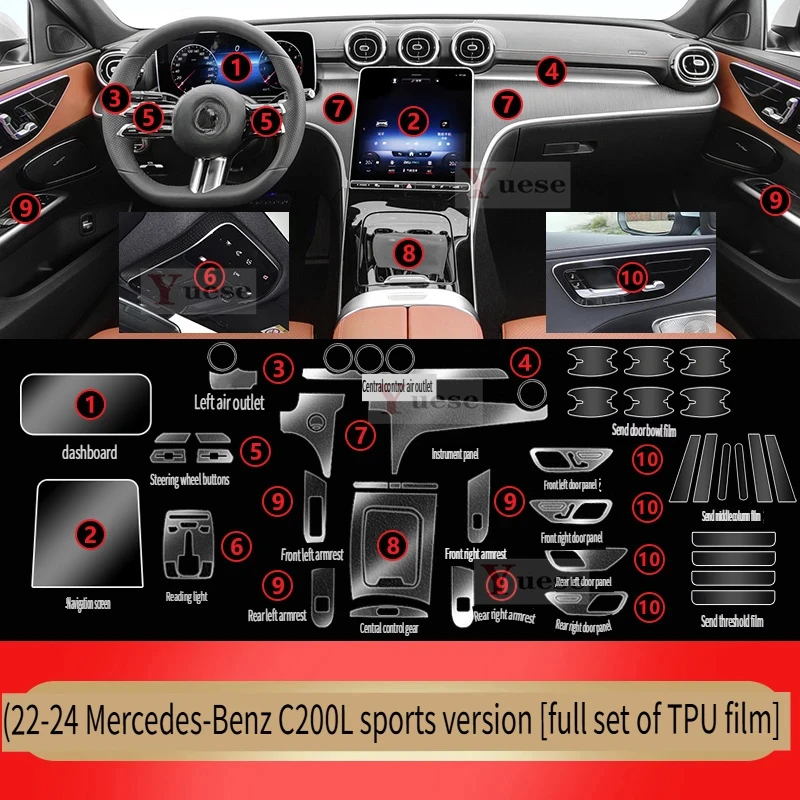 For Mercedes Benz C200L Sport 2022-2025 Car Interior Protection Sticker Center Control Gear TPU Transparent Film
For Mercedes Benz C200L Sport 2022-2025 Car Interior Protection Sticker Center Control Gear TPU Transparent Film