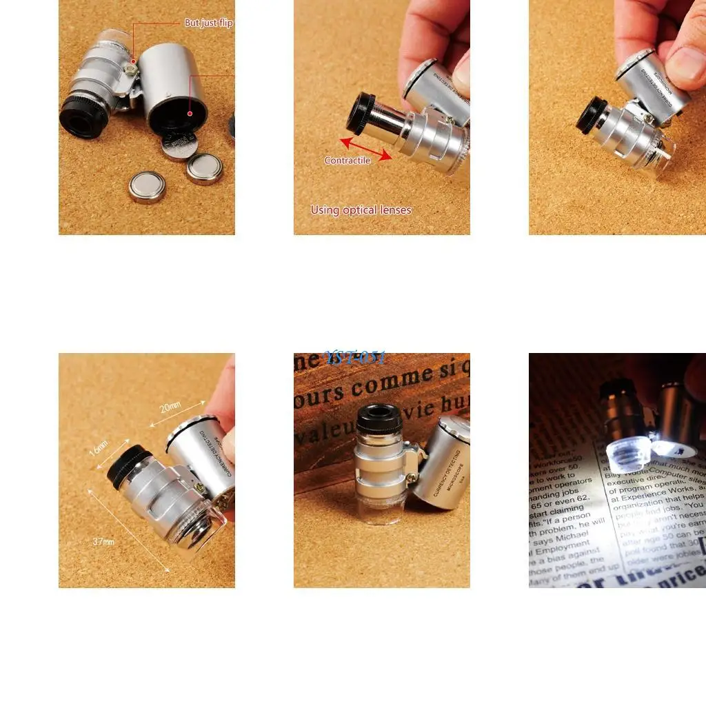 E15A Pocket Microscope with LED Lights 60X Magnification used for Observing
E15A Pocket Microscope with LED Lights 60X Magnification used for Observing