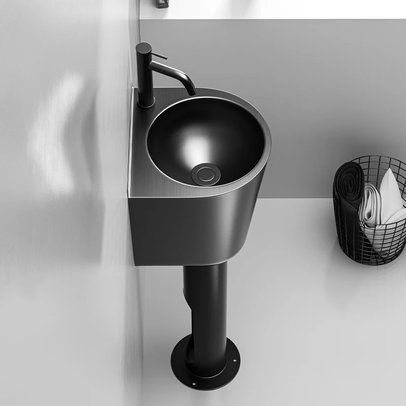 Small apartment bathroom stainless steel wash basin, black column basin, small floor-to-ceiling washbasin
Small apartment bathroom stainless steel wash basin, black column basin, small floor-to-ceiling washbasin