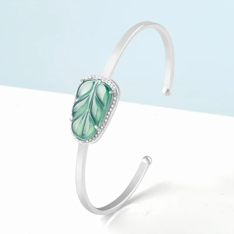 Natural Jade Leaf Bracelet S925 Silver Inlaid Zircon Ice Jade Female Fashion Jewelry Authentic Gift with Certificate
Natural Jade Leaf Bracelet S925 Silver Inlaid Zircon Ice Jade Female Fashion Jewelry Authentic Gift with Certificate