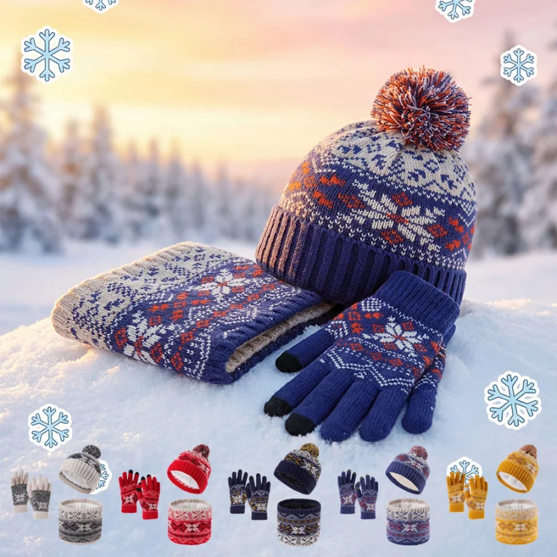 Children's New Snow Pattern Knitted Hat Scarf Gloves Set Fleece Lined Warm Winter Accessories
Children's New Snow Pattern Knitted Hat Scarf Gloves Set Fleece Lined Warm Winter Accessories