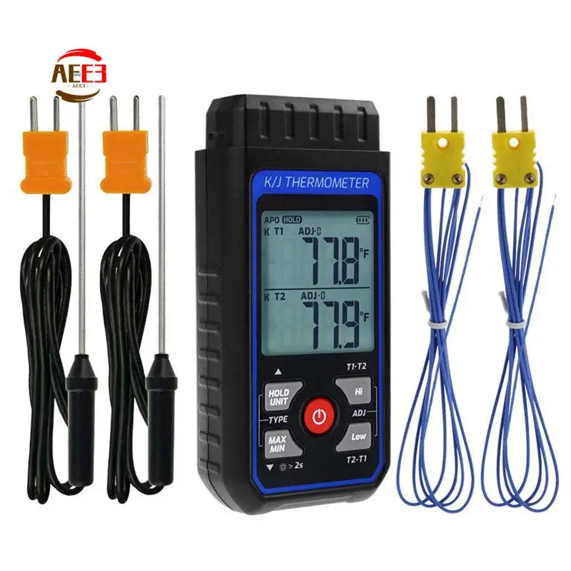 AEE3-Thermocouple Thermometer Digital K Type Thermometer With 4 Thermocouples, -328-2500℉ Measuring Range HVAC Thermometer
AEE3-Thermocouple Thermometer Digital K Type Thermometer With 4 Thermocouples, -328-2500℉ Measuring Range HVAC Thermometer