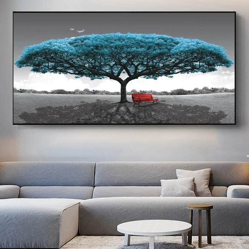 Piece Canvas Painting Wall Art Blue Tree Red Chair Green Yellow Tree Landscape Canvas Art Decor Wall Pictures
Piece Canvas Painting Wall Art Blue Tree Red Chair Green Yellow Tree Landscape Canvas Art Decor Wall Pictures