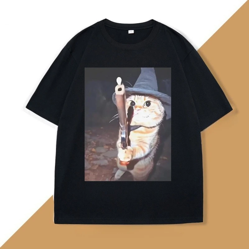 Funny Cat with Gun T-Shirt Magic Cat T Shirt Vintage Harajuku Short Sleeve Tee Casual O-Neck Tee Shirts Streetwear Top
Funny Cat with Gun T-Shirt Magic Cat T Shirt Vintage Harajuku Short Sleeve Tee Casual O-Neck Tee Shirts Streetwear Top