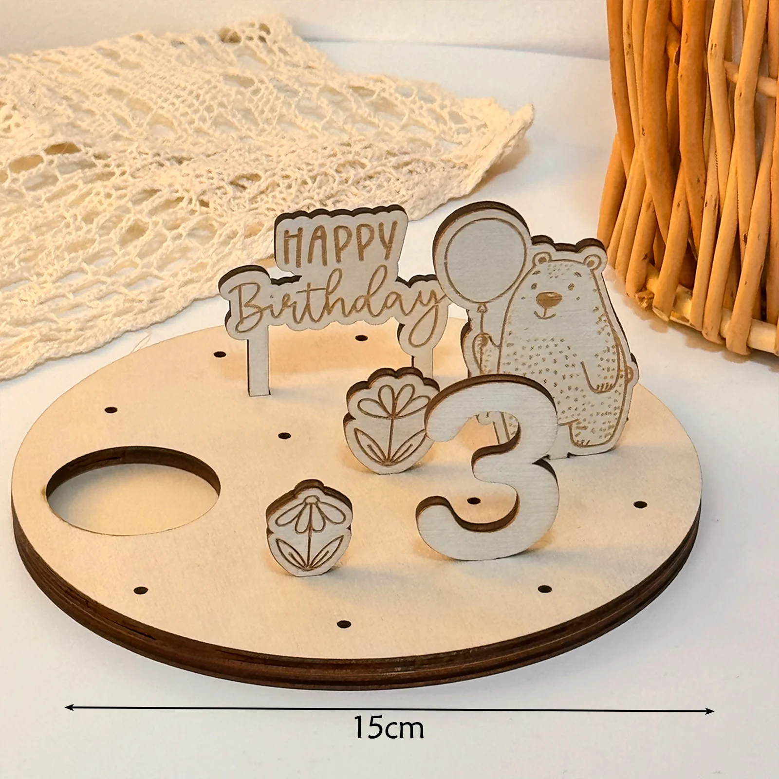 Wooden Bear Birthday Table Centerpiece, 15cm Round, 3 Styles for 1st-3rd Birthday Party Decor.
Wooden Bear Birthday Table Centerpiece, 15cm Round, 3 Styles for 1st-3rd Birthday Party Decor.