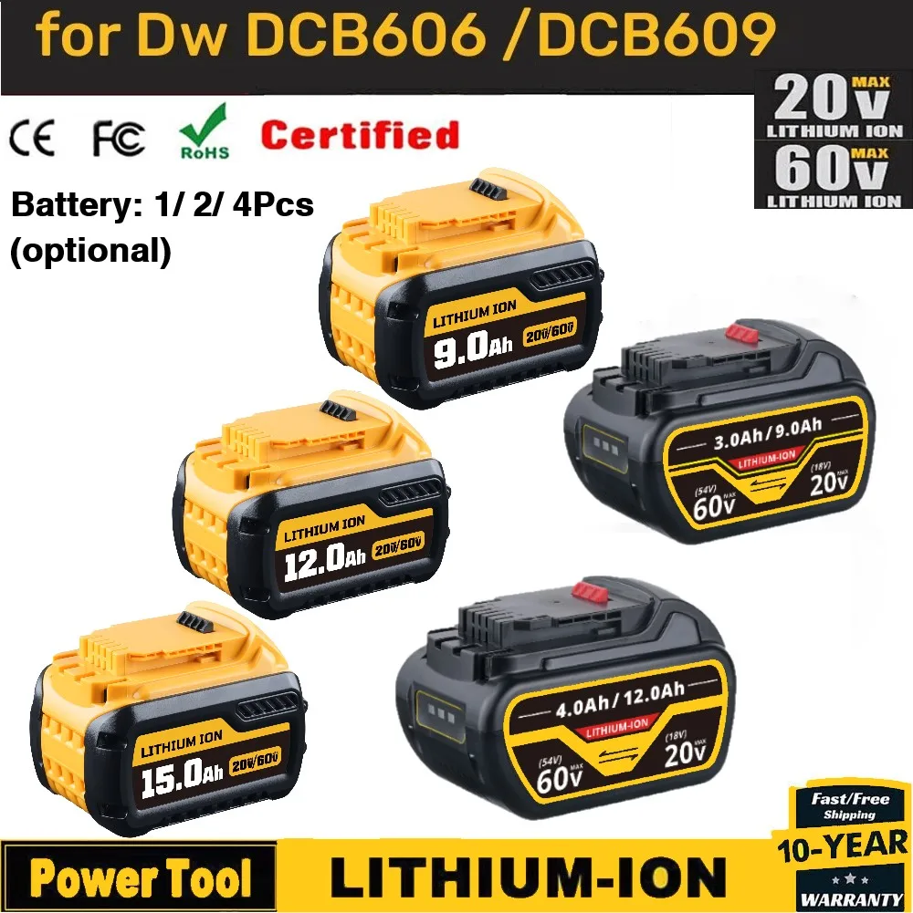 1~4Pcs 20v/60v 9.0/12.0/15.0Ah DCB606 Replace for Dewalt Flex-volt Battery Pin DCB609 DCB615 DCB612 Suit for Cordless Power Tool
1~4Pcs 20v/60v 9.0/12.0/15.0Ah DCB606 Replace for Dewalt Flex-volt Battery Pin DCB609 DCB615 DCB612 Suit for Cordless Power Tool