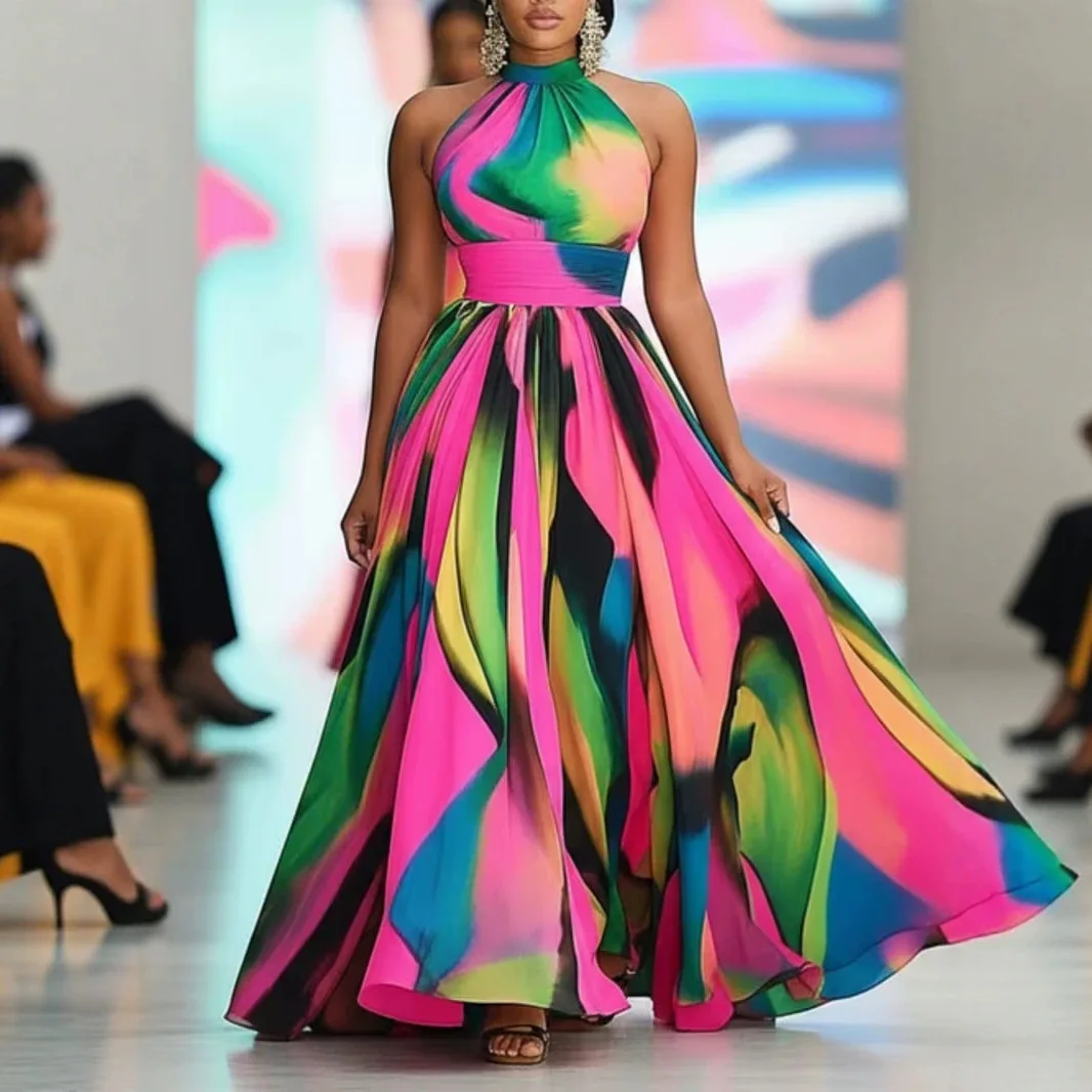 Africa Clothing Hanging Neck O-neck Evening Dress Women Sexy Hollow Lace-up Pleated Long Pattern Print Bohe Party Dresses
Africa Clothing Hanging Neck O-neck Evening Dress Women Sexy Hollow Lace-up Pleated Long Pattern Print Bohe Party Dresses