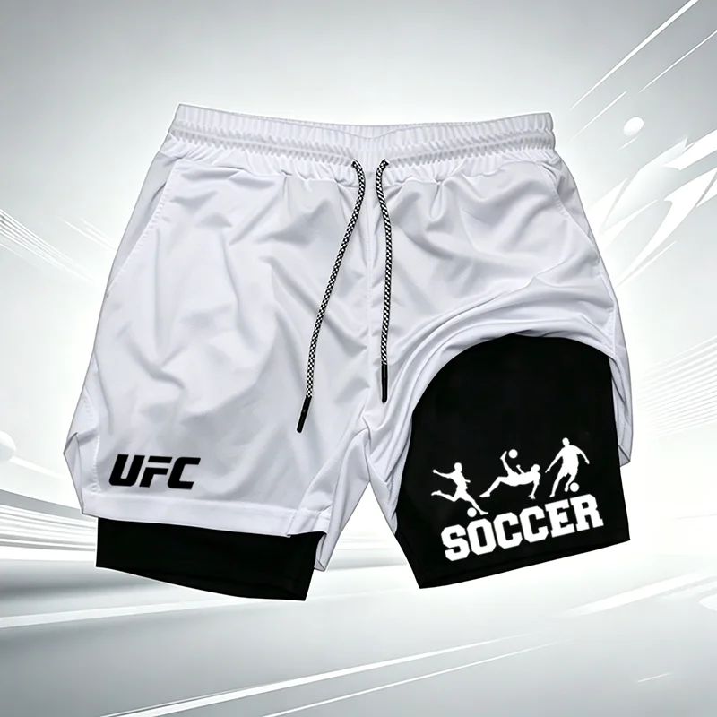 Men's UFC GYM Soccer Print 2-in-1 Compression Liner Shorts Quick Dry Gym Training Workout Breathable Running Casual Shorts wx257
Men's UFC GYM Soccer Print 2-in-1 Compression Liner Shorts Quick Dry Gym Training Workout Breathable Running Casual Shorts wx257
