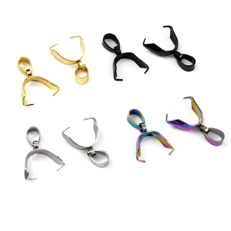 20-10PCS Stainless Steel Pendant Clip Connectors Pinch Bail Clasp Black Gold Plated DIY Jewelry Making Bail Findings Accessories
20-10PCS Stainless Steel Pendant Clip Connectors Pinch Bail Clasp Black Gold Plated DIY Jewelry Making Bail Findings Accessories