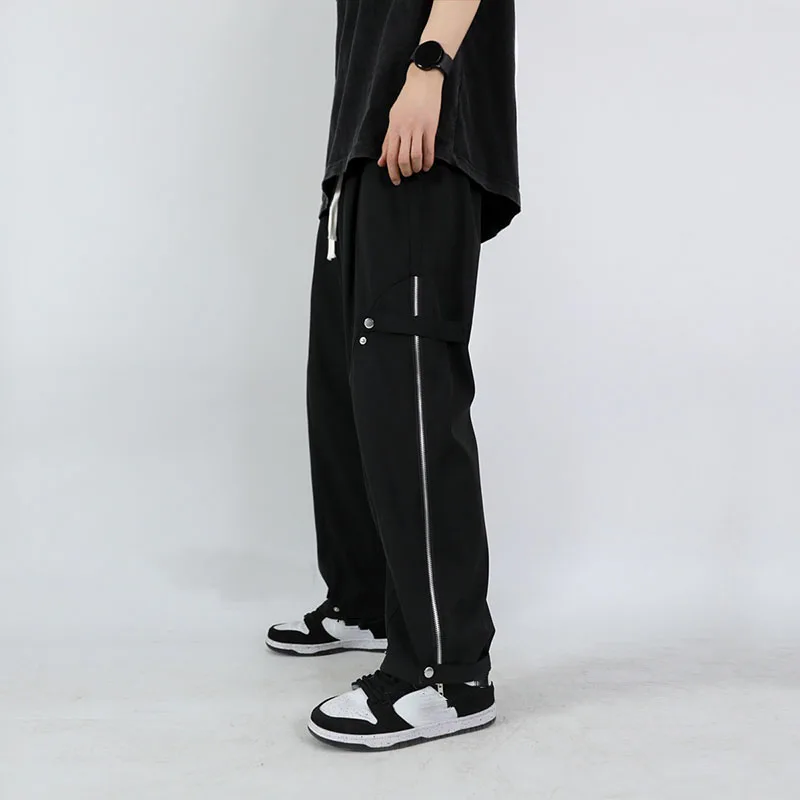 Summer Loose Casual Men Pants Fashion Thin Solid Straight Trousers Zippers Drawstring High Street Sports Wide Leg Male Pants
Summer Loose Casual Men Pants Fashion Thin Solid Straight Trousers Zippers Drawstring High Street Sports Wide Leg Male Pants