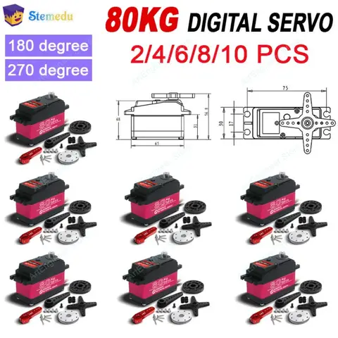 DS5180 80KG High-Torque Digital Servo Metal Gear Waterproof IP66 for 1/8 1/10 1/12 Scale RC Cars Crawler 180/270 Degree Optional