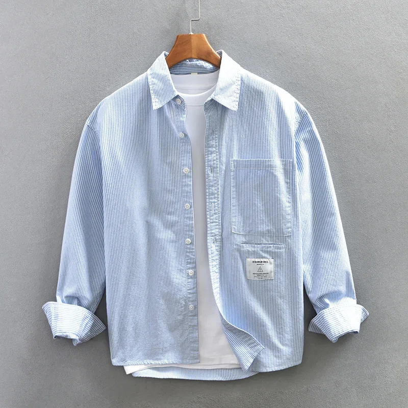 Fashion Striped Shirts for Men Long Sleeve Turn-down Collar Be All-match Tops Male Pure Cotton Button Up Shirt Clothing
Fashion Striped Shirts for Men Long Sleeve Turn-down Collar Be All-match Tops Male Pure Cotton Button Up Shirt Clothing