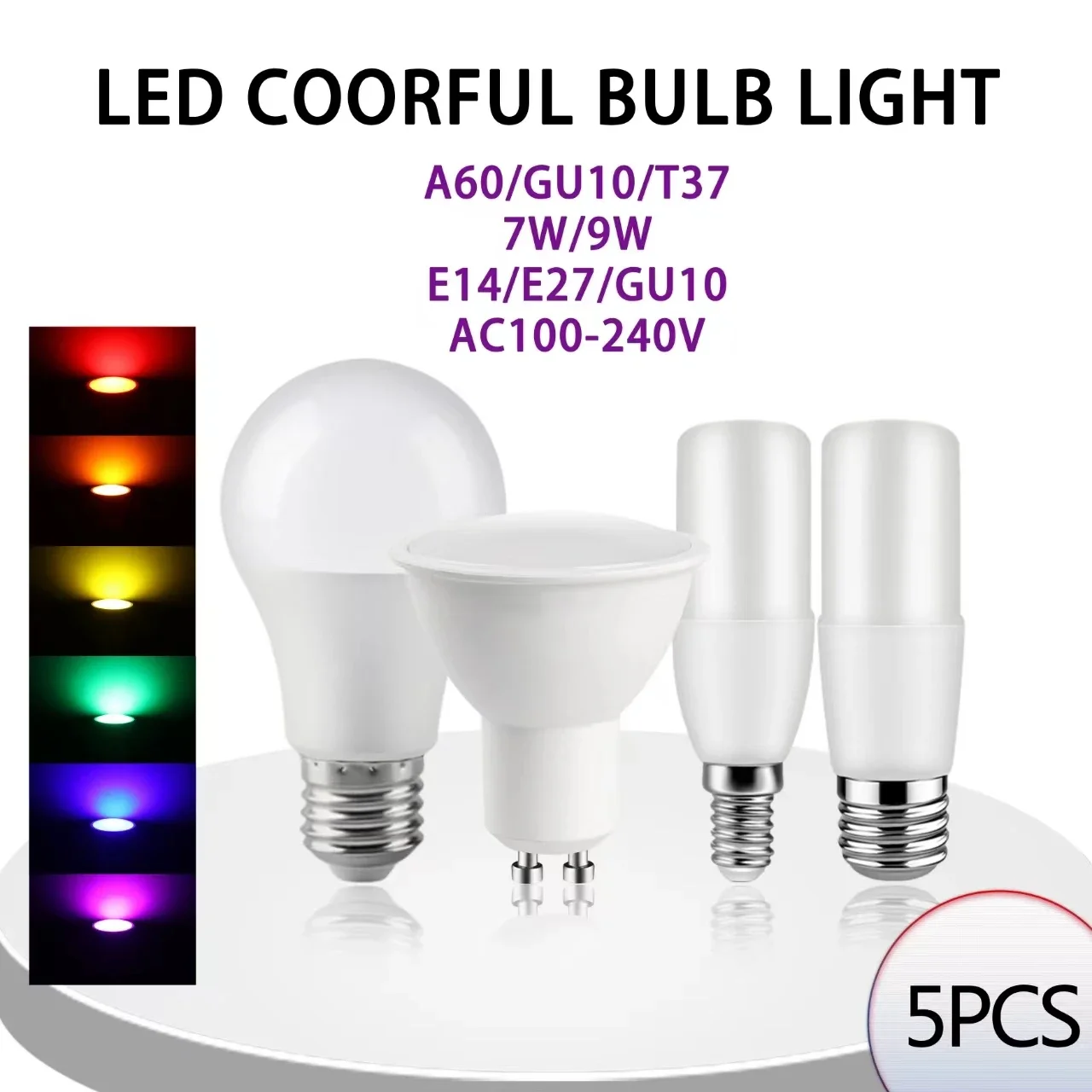 5PCS Led Spotlight Colorful Lighting Bulb E27 E14 GU10 Orange Yellow light AC100-240V for festival celebration KTV Bar Showcase
5PCS Led Spotlight Colorful Lighting Bulb E27 E14 GU10 Orange Yellow light AC100-240V for festival celebration KTV Bar Showcase