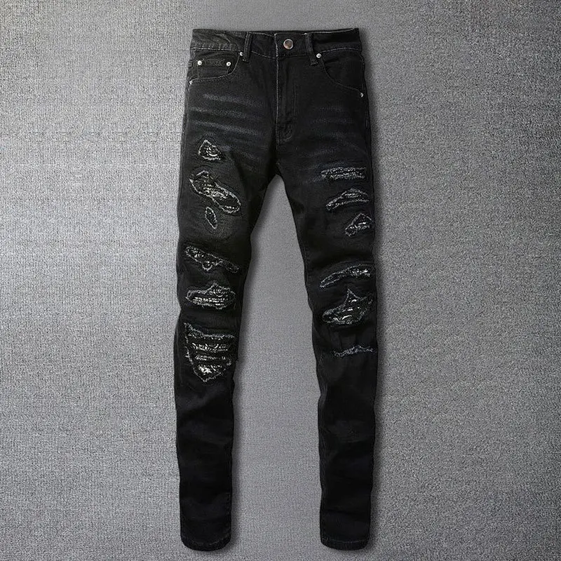 Ripped Skinny Trouser Streetwear Patchwork Stretch Pants Jean Men Black White Contrast Color Pleated Patch Denim Jean Noir Homme
Ripped Skinny Trouser Streetwear Patchwork Stretch Pants Jean Men Black White Contrast Color Pleated Patch Denim Jean Noir Homme