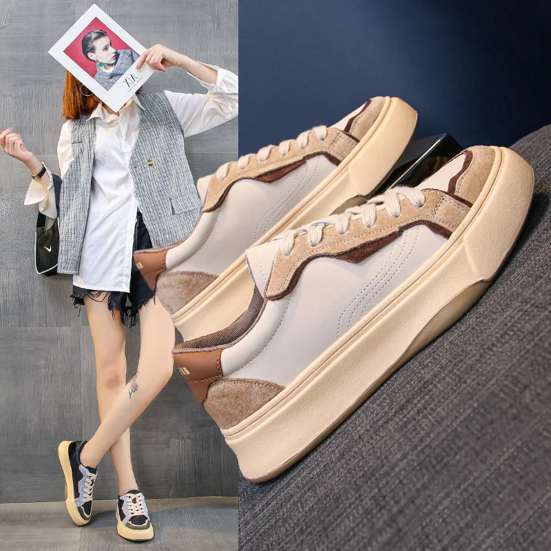 Women Fashion PU Leather Platform Sneakers Korean Trainers Womens Chunky Sneakers Tenis Female Spring Lace Up Casual Shoes
Women Fashion PU Leather Platform Sneakers Korean Trainers Womens Chunky Sneakers Tenis Female Spring Lace Up Casual Shoes