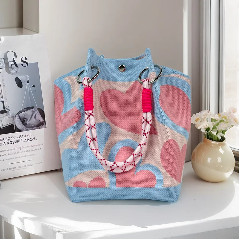 Women's Butterfly Knitted Bucket Bag Fashion Handbag Versatile Knitted Wrist Bag Shopping Handbag Cute Handbag Tote Bags
Women's Butterfly Knitted Bucket Bag Fashion Handbag Versatile Knitted Wrist Bag Shopping Handbag Cute Handbag Tote Bags