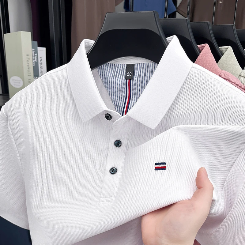 100% pure cotton men's short sleeved polo shirt summer fashion new item boutique striped embroidery golf top business T-shirt
100% pure cotton men's short sleeved polo shirt summer fashion new item boutique striped embroidery golf top business T-shirt