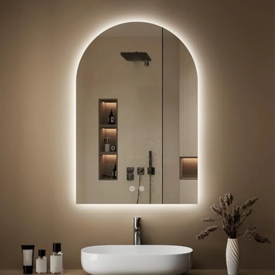 Arched Mirror Bathroom 20"x30"- LED Bathroom Mirror with Lights, Fogless, Dimmable, 3 Color Changing, Shatterproof, Touch Senso
Arched Mirror Bathroom 20"x30"- LED Bathroom Mirror with Lights, Fogless, Dimmable, 3 Color Changing, Shatterproof, Touch Senso