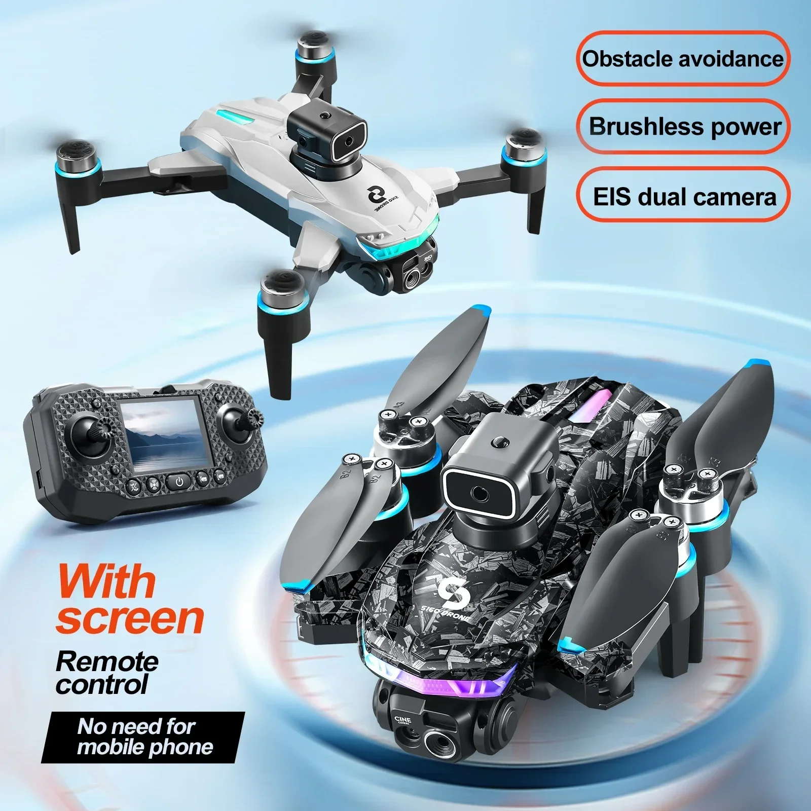 Hot S160 Colorful LED Drone With Screen Professional 4K HD EIS Dual Camera FPV RC Quadcopter Optical Flow OAS Brushless Dron Toy
Hot S160 Colorful LED Drone With Screen Professional 4K HD EIS Dual Camera FPV RC Quadcopter Optical Flow OAS Brushless Dron Toy