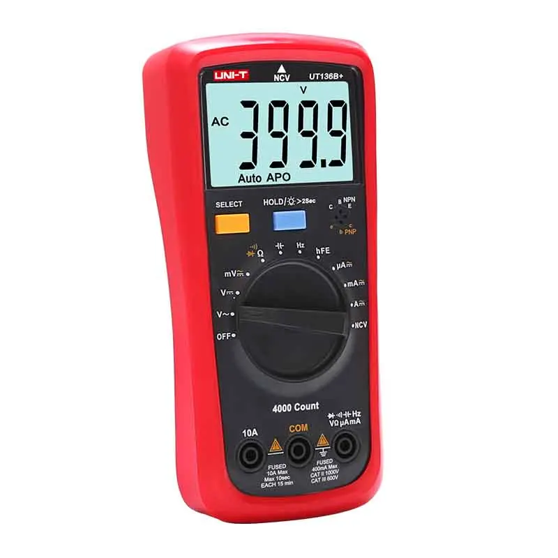 UNI-T UT136B+ Цифровой мультиметр с автоматическим определением диапазона Ручные тестеры сопротивления переменного/постоянного тока и напряжения
UNI-T UT136B+ Цифровой мультиметр с автоматическим определением диапазона Ручные тестеры сопротивления переменного/постоянного тока и напряжения