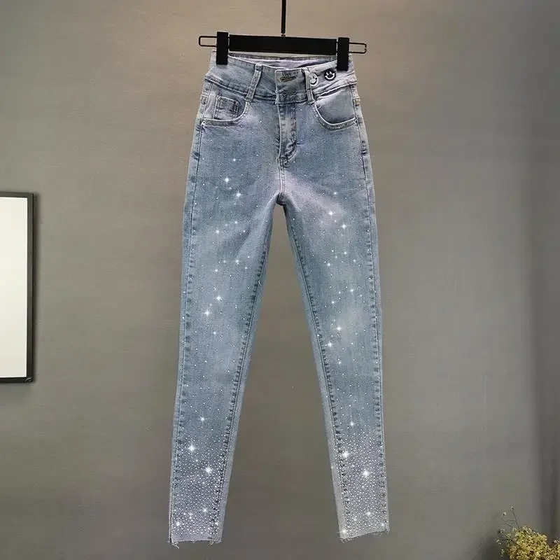 Luxury Vintage Shiny Diamond Elastic Skinny Jeans Gray Blue Women Spring Autumn Chic Pencil Pants High Waist Jeans Slim Trend
Luxury Vintage Shiny Diamond Elastic Skinny Jeans Gray Blue Women Spring Autumn Chic Pencil Pants High Waist Jeans Slim Trend