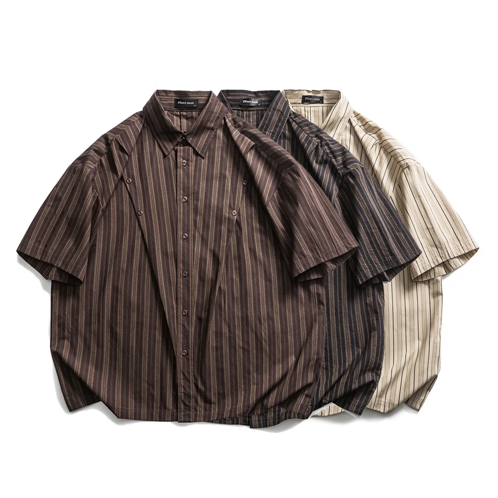 Men Summer Streetwear Fashion Loose Casual Short Sleeve Cotton Stripe Cargo Shirts Cityboy Oversize Cleanfit Shirt Blouses
Men Summer Streetwear Fashion Loose Casual Short Sleeve Cotton Stripe Cargo Shirts Cityboy Oversize Cleanfit Shirt Blouses