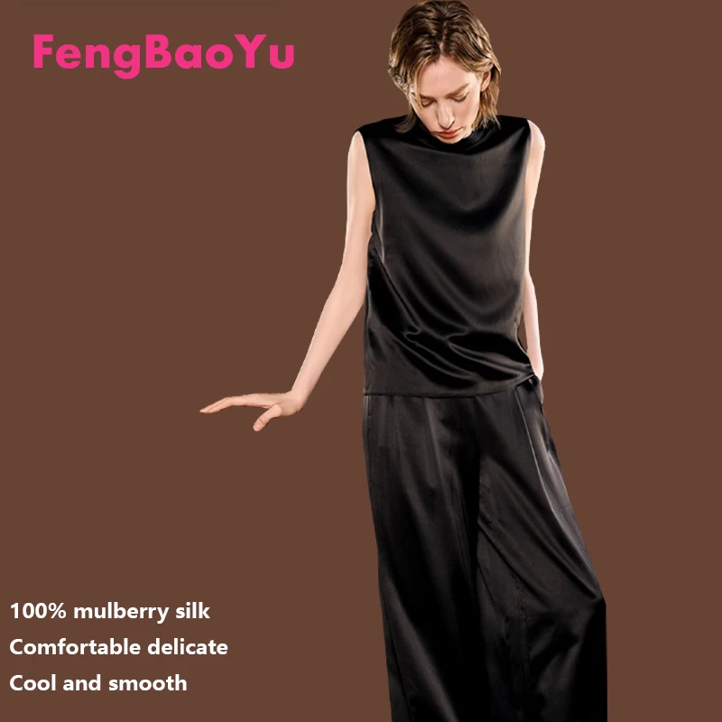 Luxury Mulberry Silk Women's Set 100% Silk Sleeveless T-shirt Wide Leg Pants 2 Pieces Casual Loose Plus Size 3XL Weight 100KG
Luxury Mulberry Silk Women's Set 100% Silk Sleeveless T-shirt Wide Leg Pants 2 Pieces Casual Loose Plus Size 3XL Weight 100KG