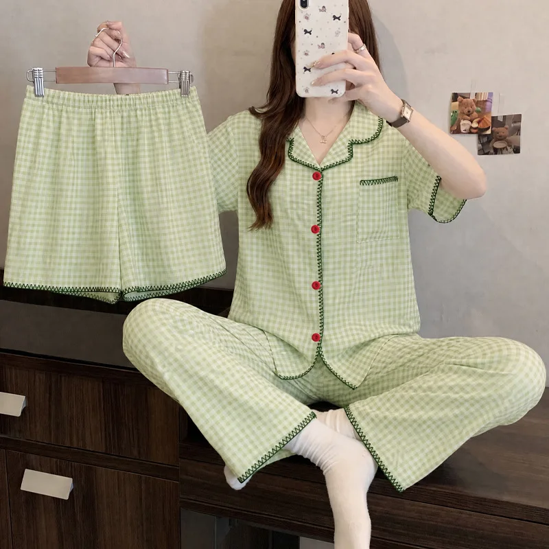 New Spring and Summer Women's Short Sleeve Pajamas, Casual Loose Pajamas, Three-Piece Home Wear, Breathable Summer Outfit
New Spring and Summer Women's Short Sleeve Pajamas, Casual Loose Pajamas, Three-Piece Home Wear, Breathable Summer Outfit