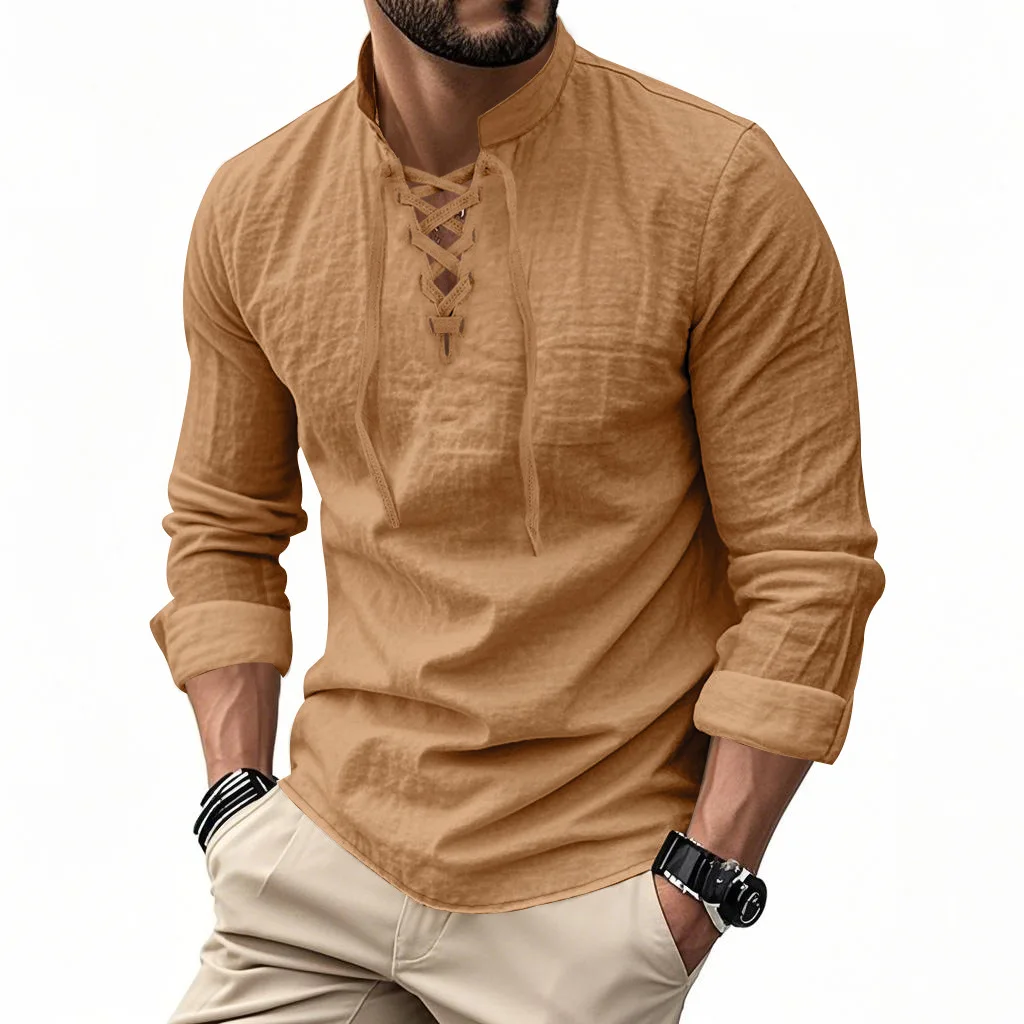 Men's Vintage Cotton Linen V-neck T-shirt Pirate Medieval Viking Gothic Long Sleeve Top, Cosplay Halloween Party Shirt
Men's Vintage Cotton Linen V-neck T-shirt Pirate Medieval Viking Gothic Long Sleeve Top, Cosplay Halloween Party Shirt