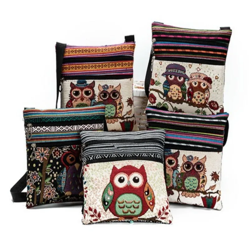 Ethnic Style Double Zipper Owl Shoulder Bag Women's Ultra-light Cross-border Casual Bag Office Pocket Folders 
Ethnic Style Double Zipper Owl Shoulder Bag Women's Ultra-light Cross-border Casual Bag Office Pocket Folders