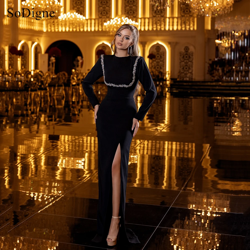 SoDigne Elegant Evening Dresses O-Neck Full Sleeves Beading Party Dress Simple Mermaid Side Slit Prom Gowns Customized
SoDigne Elegant Evening Dresses O-Neck Full Sleeves Beading Party Dress Simple Mermaid Side Slit Prom Gowns Customized