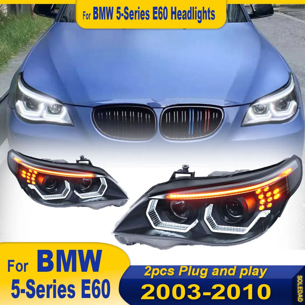 2 шт. автомобильные фары для BMW E60 2003-2010 523i 530i светодиодные фары «ангельские глазки» DRL Hid биксеноновые автоаксессуары
2 шт. автомобильные фары для BMW E60 2003-2010 523i 530i светодиодные фары «ангельские глазки» DRL Hid биксеноновые автоаксессуары
