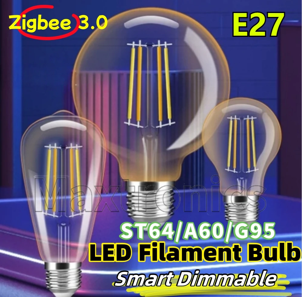 Smart Dimmable CCT LED Filament Bulb Zigbee 3.0 7W Pro ST64/A60/G95 E27 GL-B-002P/003P/004P For Retro Style Indoor Decor Light
Smart Dimmable CCT LED Filament Bulb Zigbee 3.0 7W Pro ST64/A60/G95 E27 GL-B-002P/003P/004P For Retro Style Indoor Decor Light