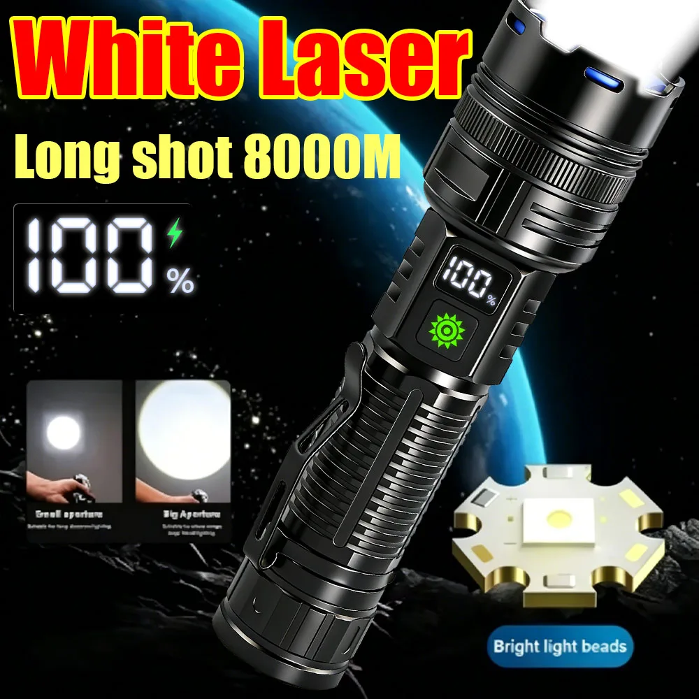 2026 Newest White Laser Flashlight High Power Flashlight Rechargeable Torch Super Bright Lantern Outdoor Emergency Fishing Lamps
2026 Newest White Laser Flashlight High Power Flashlight Rechargeable Torch Super Bright Lantern Outdoor Emergency Fishing Lamps