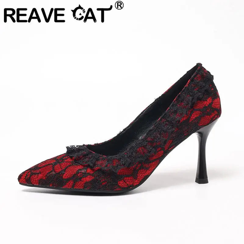 REAVE CAT Red Women Pumps Pointed Toe 8cm Stiletto Heel Slip On Mixed Color Large Size 43 44 45 Sexy Dating Party Shoes Footwear
REAVE CAT Red Women Pumps Pointed Toe 8cm Stiletto Heel Slip On Mixed Color Large Size 43 44 45 Sexy Dating Party Shoes Footwear
