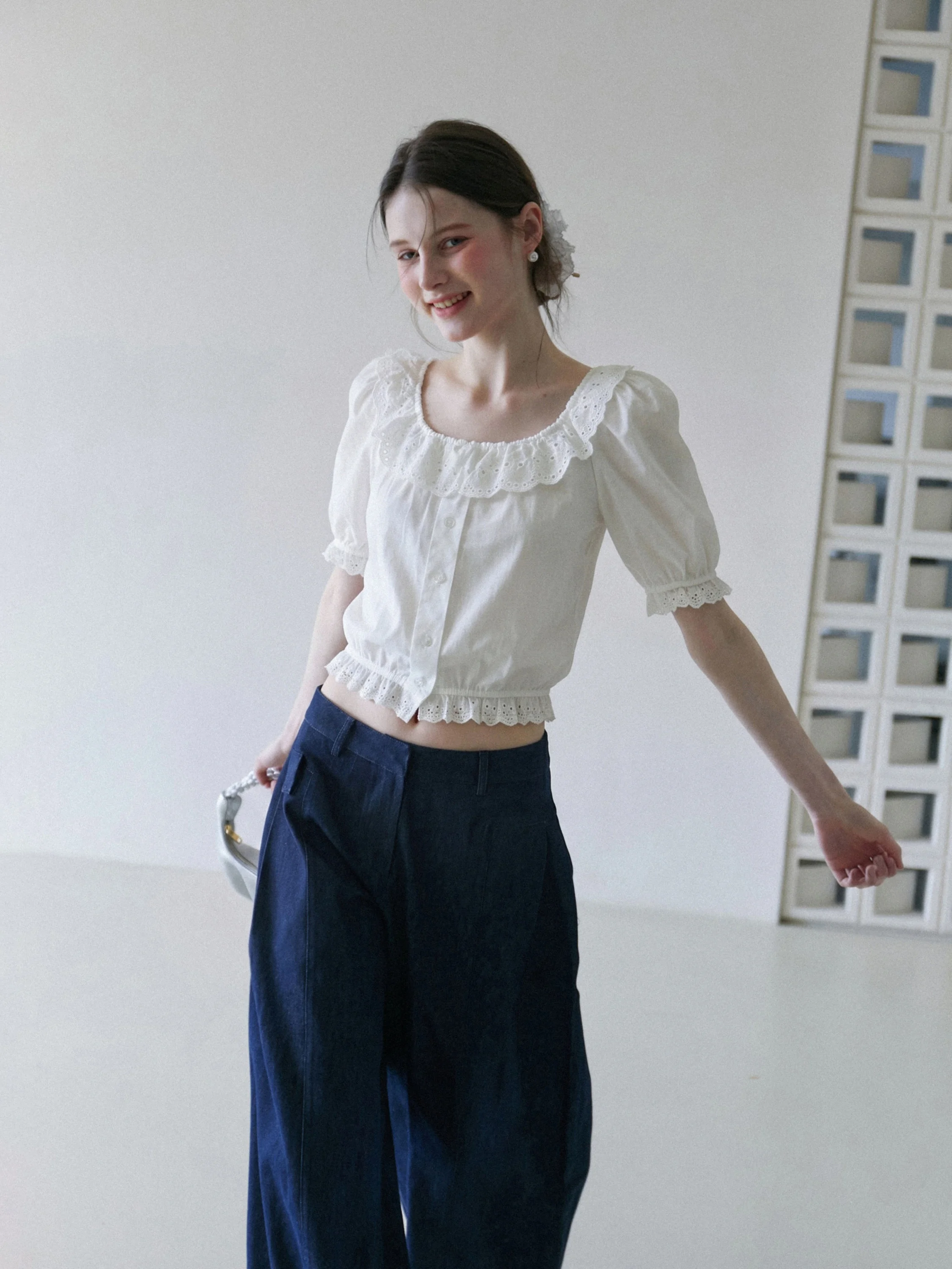White Lace Trim Five-Quarter Sleeve Shirt Women's Style Summer 2026 Slim Fit Short Length Midi Sleeve French Style Shirt
White Lace Trim Five-Quarter Sleeve Shirt Women's Style Summer 2026 Slim Fit Short Length Midi Sleeve French Style Shirt