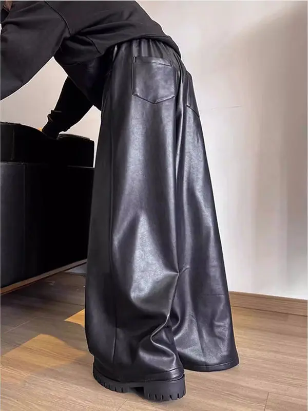 American Style Motorcycle PU Leather Pants Men's Black Casual Loose Straight Leg Wide Leg Pants Small Design Casual Pants
American Style Motorcycle PU Leather Pants Men's Black Casual Loose Straight Leg Wide Leg Pants Small Design Casual Pants