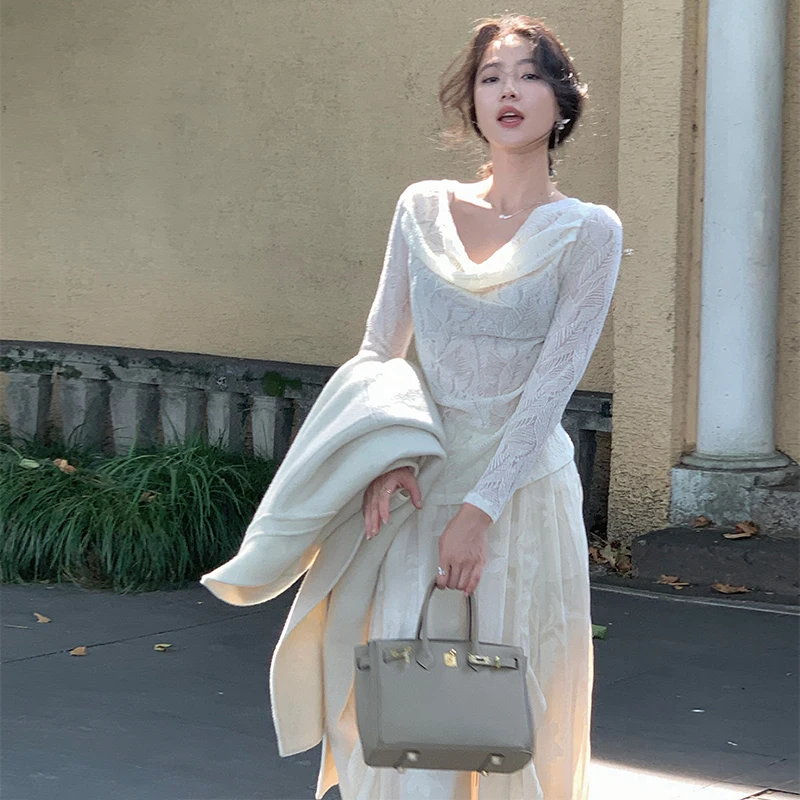 White Knitted Hollow out Neline Top Ultra-Beautiful Early Autumn New Sle Commute Sle Long Sve Wool Blend Women's Swe...
White Knitted Hollow out Neline Top Ultra-Beautiful Early Autumn New Sle Commute Sle Long Sve Wool Blend Women's Swe...