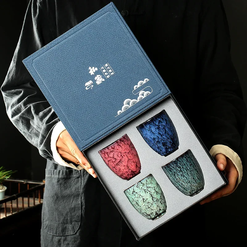 4pc/set Kiln Change Ceramic Cups Chinese Kung Fu Tea Cups Kitchen Drinking Water Teacup with Gift Box Teaware Holiday Set Gifts
4pc/set Kiln Change Ceramic Cups Chinese Kung Fu Tea Cups Kitchen Drinking Water Teacup with Gift Box Teaware Holiday Set Gifts