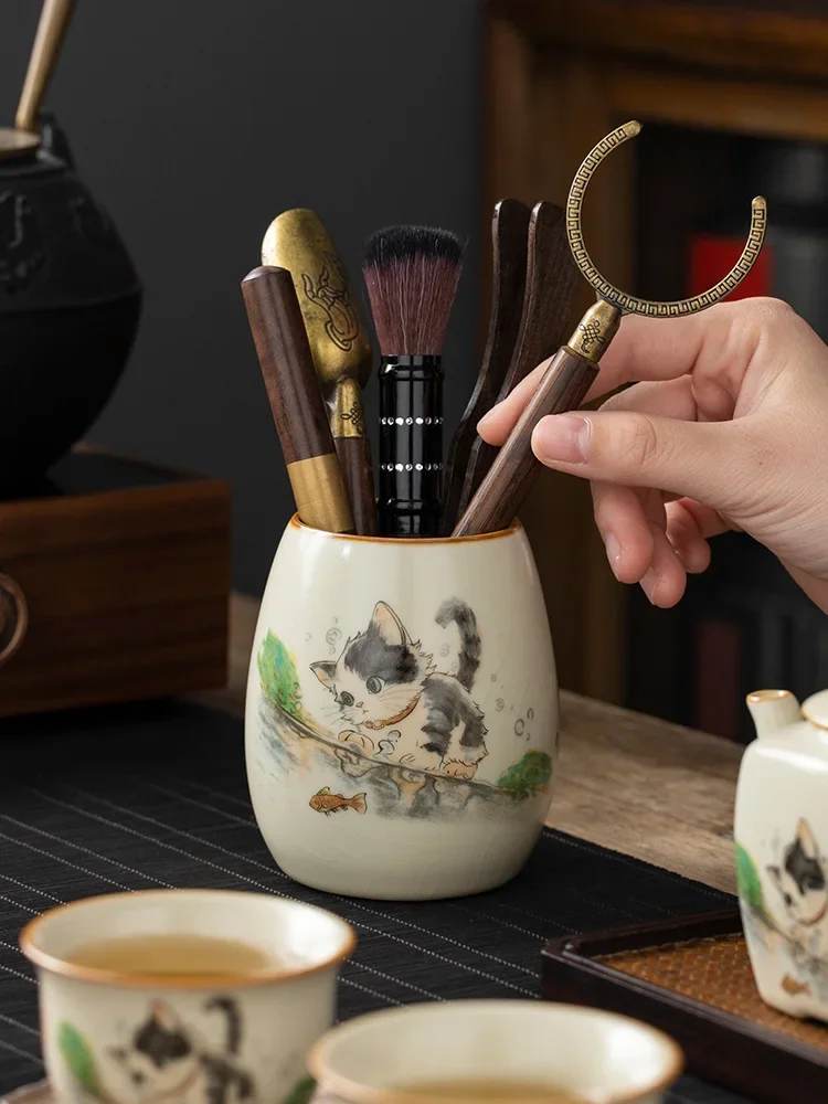 Cute Cat Tea Set RuYao Kung Fu Tea Ceremony Yellow Accessories Storage Chinese Tea Canister Utensils Pen Case Pot Six Pieces Set
Cute Cat Tea Set RuYao Kung Fu Tea Ceremony Yellow Accessories Storage Chinese Tea Canister Utensils Pen Case Pot Six Pieces Set