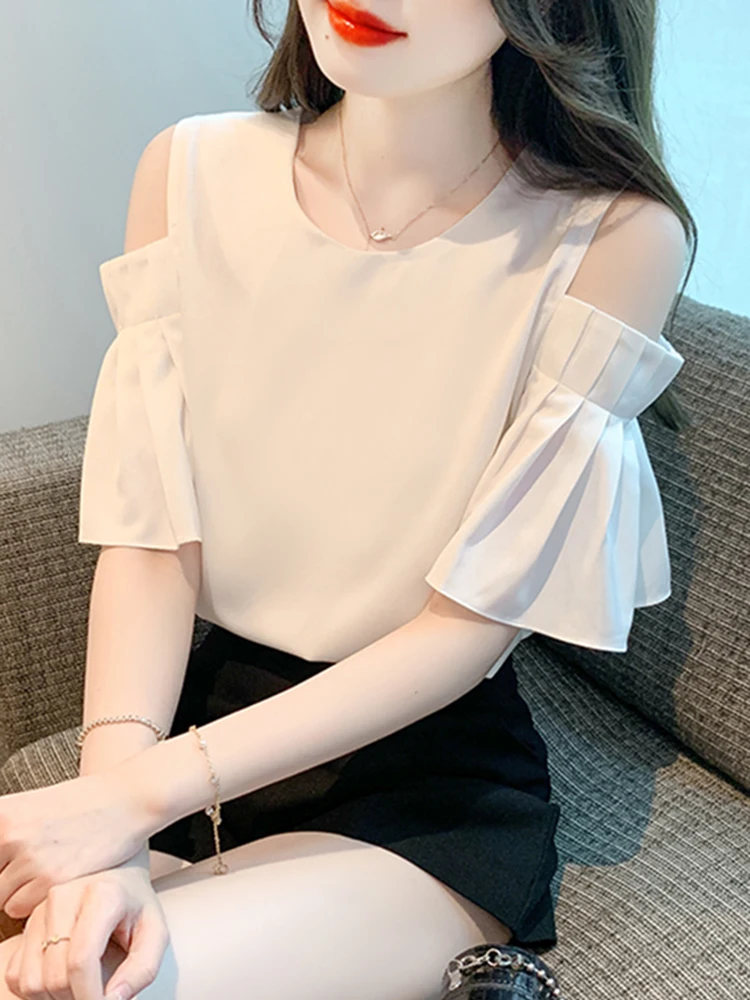 Ele oulder Bared ort Sve Chiffon Top Women's Summer Faion Design Sensible Top Small irt Casual Chic Sle
Ele oulder Bared ort Sve Chiffon Top Women's Summer Faion Design Sensible Top Small irt Casual Chic Sle