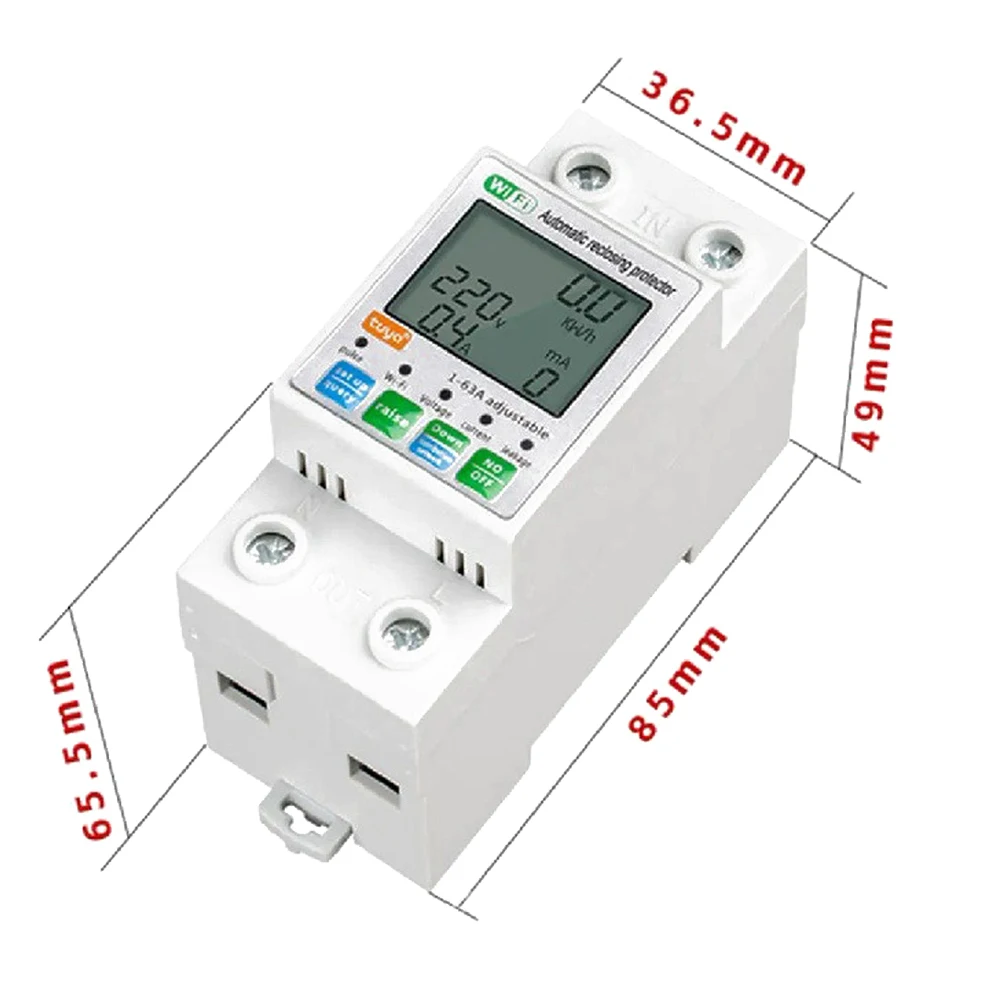 Tuya 63A WiFi Smart Circuit Breaker Earth Leakage Over Under Voltage Protector Timer Relay Device Switch Energy Power Tools
Tuya 63A WiFi Smart Circuit Breaker Earth Leakage Over Under Voltage Protector Timer Relay Device Switch Energy Power Tools