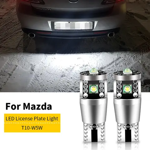 2x LED License Plate Light Bulb Lamp W5W T10 For Mazda 2 DY DE DH DL DJ 3 BK BL BM BN 5 6 GG GH GJ CX-3 CX-5 CX-7 CX-9 MX-5 RX-8