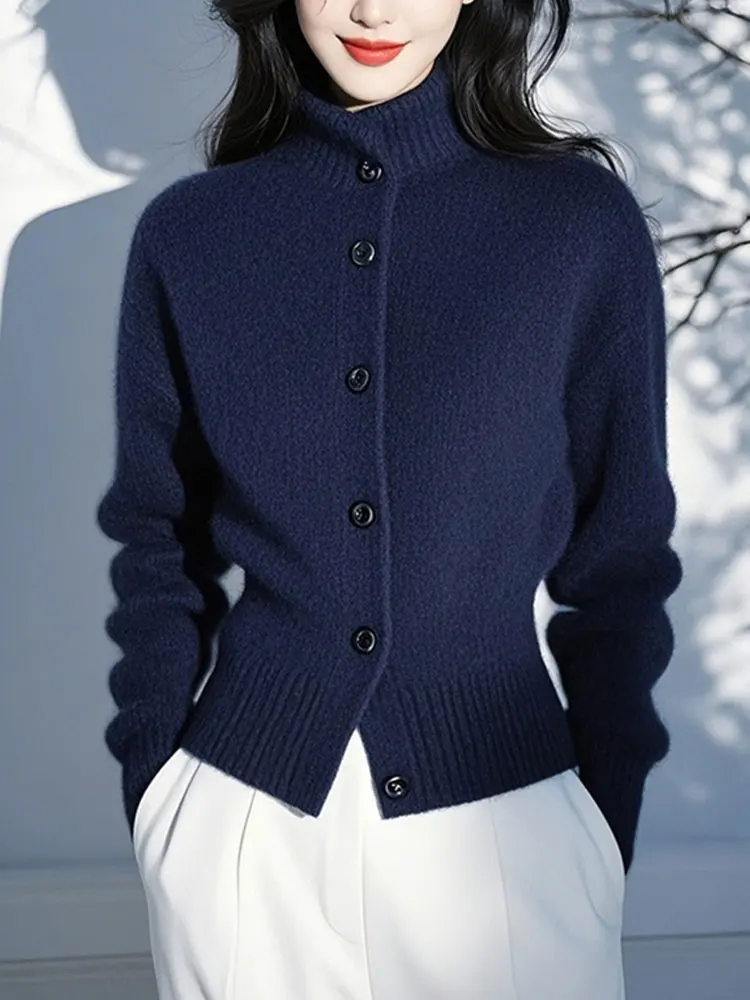 Blue High Collar Single Button Knitted Sweater Soft Cozy Long Sve Autumn Winter New Sle Comfortable Knitwear Casual Commute
Blue High Collar Single Button Knitted Sweater Soft Cozy Long Sve Autumn Winter New Sle Comfortable Knitwear Casual Commute